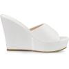 imageAllegra K Womens Glitter Platform Slip on Wedge Heels SandalsWhite