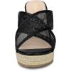 imageAllegra K Womens Lace Crisscross Strap Slide Wedges Wedge Espadrilles SandalsBlack