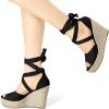 imageAllegra K Womens Lace Up Espadrilles Platform Platform Wedges SandalsBlack