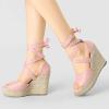 imageAllegra K Womens Lace Up Espadrilles Platform Platform Wedges SandalsLight Pink