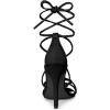 imageAllegra K Womens Lace Up Heels Strappy Stiletto Heel SandalsBlack
