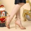 imageAllegra K Womens Lace Up Heels Strappy Stiletto Heel SandalsNude