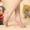 imageAllegra K Womens Lace Up Heels Strappy Stiletto Heel SandalsPink