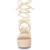 imageAllegra K Womens Lace Up Wedge Heel Slingback Platform Strappy SandalsBeige