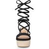 imageAllegra K Womens Lace Up Wedge Heel Slingback Platform Strappy SandalsBlack
