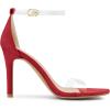 imageAllegra K Womens Open Toe Clear Ankle Strap Stiletto Heel SandalsRed