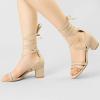 imageAllegra K Womens Open Toe Color Block Heel Lace Up SandalsBeige