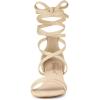 imageAllegra K Womens Open Toe Color Block Heel Lace Up SandalsBeige