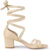 imageAllegra K Womens Open Toe Color Block Heel Lace Up SandalsBeige