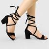 imageAllegra K Womens Open Toe Color Block Heel Lace Up SandalsBlack