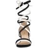 imageAllegra K Womens Open Toe Color Block Heel Lace Up SandalsBlack White