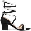 imageAllegra K Womens Open Toe Color Block Heel Lace Up SandalsBlack White