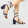 imageAllegra K Womens Open Toe Color Block Heel Lace Up SandalsBlue