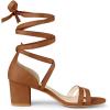 imageAllegra K Womens Open Toe Color Block Heel Lace Up SandalsBrown