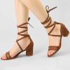 imageAllegra K Womens Open Toe Color Block Heel Lace Up SandalsBrown