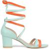 imageAllegra K Womens Open Toe Color Block Heel Lace Up SandalsCyan Orange