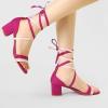 imageAllegra K Womens Open Toe Color Block Heel Lace Up SandalsHot Pink