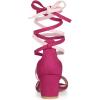 imageAllegra K Womens Open Toe Color Block Heel Lace Up SandalsHot Pink