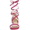 imageAllegra K Womens Open Toe Color Block Heel Lace Up SandalsHot Pink