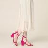 imageAllegra K Womens Open Toe Color Block Heel Lace Up SandalsHot Pink Beige