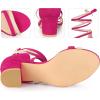 imageAllegra K Womens Open Toe Color Block Heel Lace Up SandalsHot Pink Beige