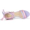 imageAllegra K Womens Open Toe Color Block Heel Lace Up SandalsLight Purple