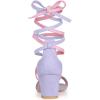 imageAllegra K Womens Open Toe Color Block Heel Lace Up SandalsLight Purple