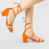imageAllegra K Womens Open Toe Color Block Heel Lace Up SandalsOrange