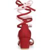 imageAllegra K Womens Open Toe Color Block Heel Lace Up SandalsRed Pink