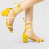imageAllegra K Womens Open Toe Color Block Heel Lace Up SandalsYellow