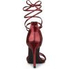 imageAllegra K Womens Open Toe Lace Up Stiletto Heels SandalsMaroon