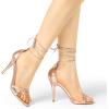 imageAllegra K Womens Open Toe Lace Up Stiletto Heels SandalsRose Gold