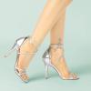 imageAllegra K Womens Open Toe Lace Up Stiletto Heels SandalsSilver
