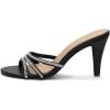 imageAllegra K Womens Open Toe Rhinestone Strappy Stiletto Heels Sandals Slip On Slip On MulesBlack
