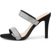 imageAllegra K Womens Open Toe Stiletto Heel Rhinestone Mules SandalsBlack