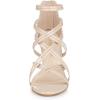 imageAllegra K Womens Open Toe Strappy Stiletto Heel Lace Up SandalsBeige