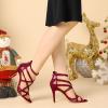 imageAllegra K Womens Open Toe Strappy Stiletto Heel Lace Up SandalsBurgundy
