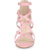 imageAllegra K Womens Open Toe Strappy Stiletto Heel Lace Up SandalsPink