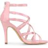 imageAllegra K Womens Open Toe Strappy Stiletto Heel Lace Up SandalsPink