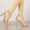 imageAllegra K Womens Open Toe Strappy Straps Stiletto Heel SandalsSilver