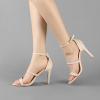 imageAllegra K Womens Open Toe Triple Straps Stiletto High Heel SandalsBeige