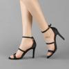 imageAllegra K Womens Open Toe Triple Straps Stiletto High Heel SandalsBlack