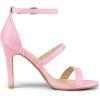 imageAllegra K Womens Open Toe Triple Straps Stiletto High Heel SandalsPink