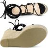 imageAllegra K Womens Platform Espadrilles Heels Clear Strap Lace Up Wedges SandalsBlack