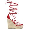 imageAllegra K Womens Platform Espadrilles Heels Clear Strap Lace Up Wedges SandalsRed