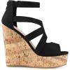 imageAllegra K Womens Platform Peep Toe Cutout Caged Cork Wedge Heel SandalsBlack