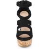 imageAllegra K Womens Platform Peep Toe Cutout Caged Cork Wedge Heel SandalsBlack
