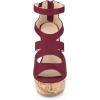 imageAllegra K Womens Platform Peep Toe Cutout Caged Cork Wedge Heel SandalsBurgundy