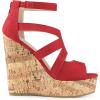 imageAllegra K Womens Platform Peep Toe Cutout Caged Cork Wedge Heel SandalsRed