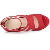imageAllegra K Womens Platform Peep Toe Cutout Caged Cork Wedge Heel SandalsRed
